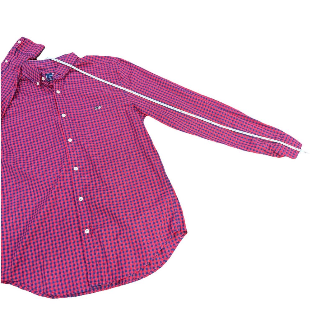Vineyard Vines Medium Men’s Performance Classic Fit Tucker Red Plaid Shirt - Picture 9 of 13